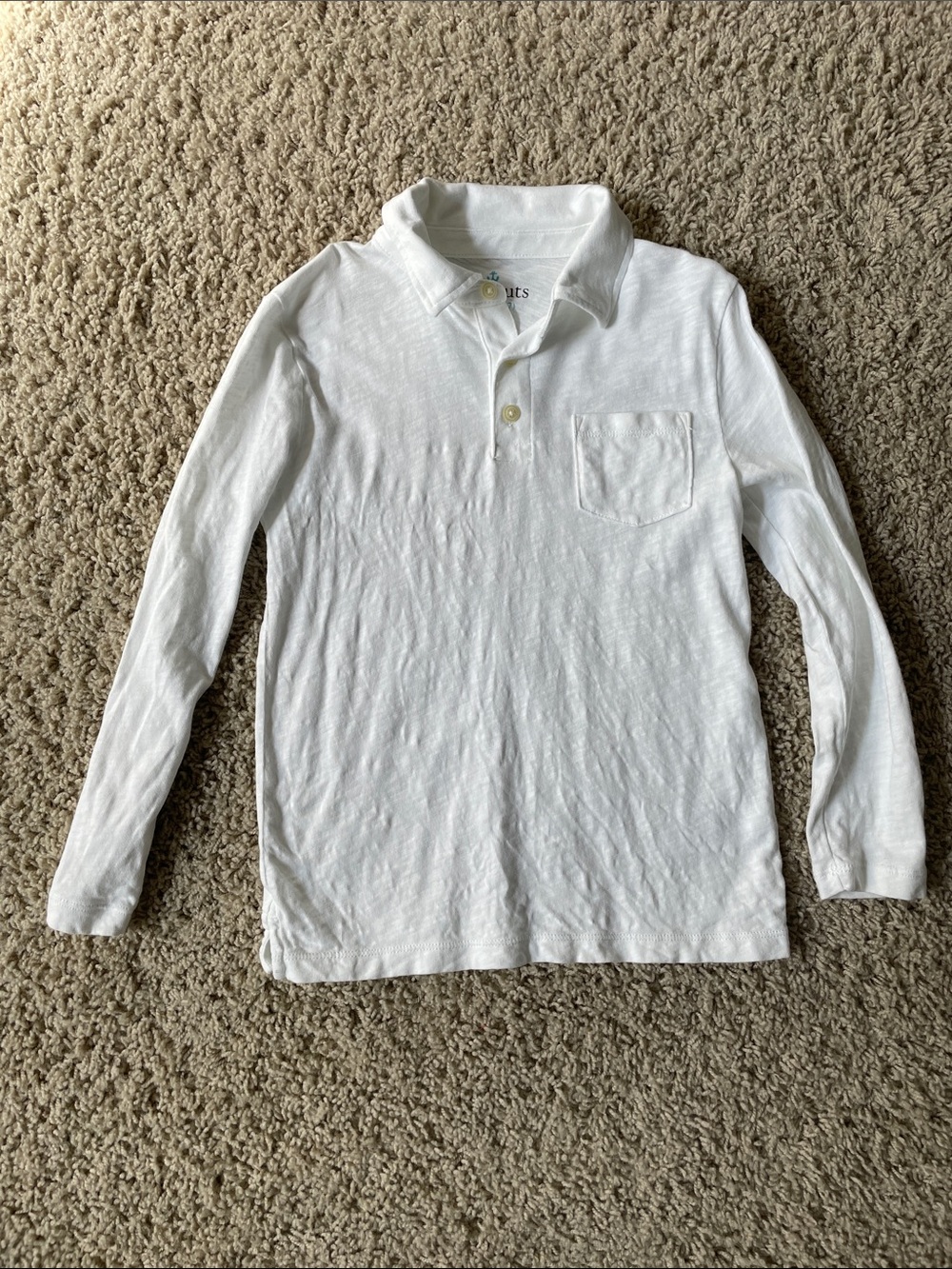 J Crew Crewcuts Boys Cotton White Long Sleeve Polo Top NEW